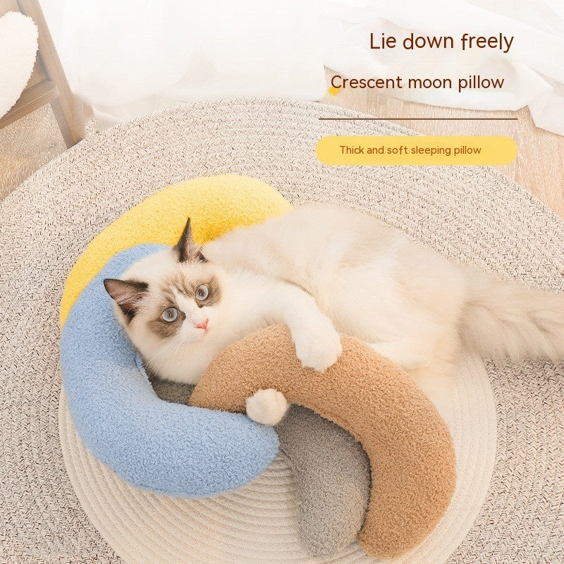 Cozy Crescent Moon Pillow for Cats & Dogs – Soft Plush Bed Cushion for Comfortable Sleep
