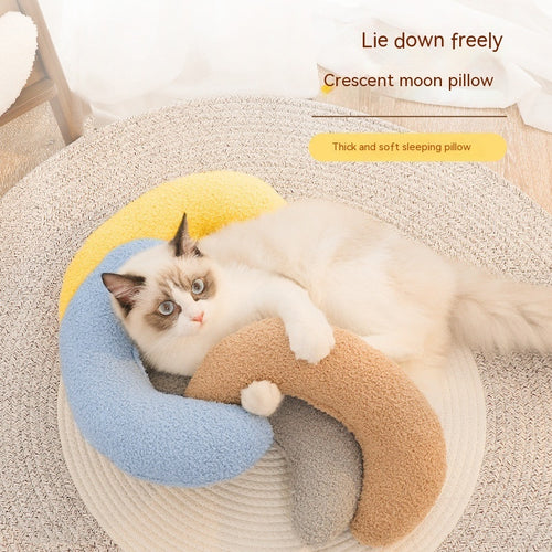 Cozy Crescent Moon Pillow for Cats & Dogs – Soft Plush Bed Cushion for Comfortable Sleep